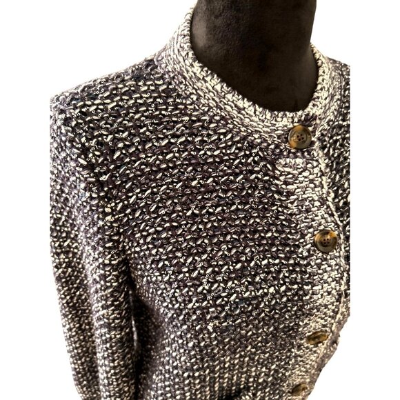 Women's Black and White Tweed Sweater - Picture 7 of 12